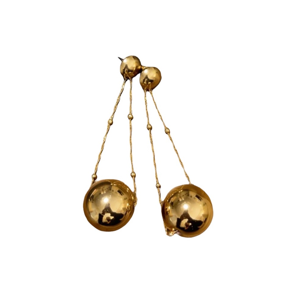 FESTIVE AND SOPHISTICATED DANGLING GOLD BALL AND CHAIN EARRINGS